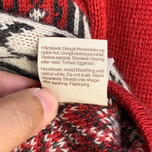 Vintage ODA Of Norway Wool Fair Isle Cardigan Sweater Metal Clasp S - Picture 13 of 14